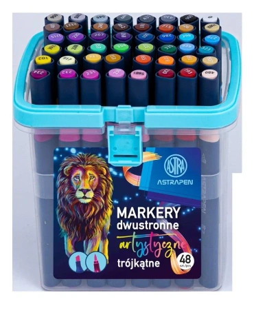 Markery trójkątne dwustronne 48 kol ASTRA - ASTRA papiernicze