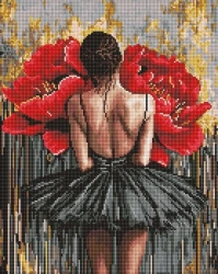 Diamentowa mozaika - Baletnica z piwoniami 40x50cm - Ideyka