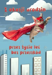 Kartka okolicznościowa W dniu urodzin kot - Trend