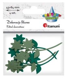 Filcowe kwiatki z gałązką mix 4szt - Titanum