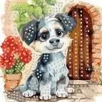 Mozaika piankowa siedzący pies 25x25cm - Titanum