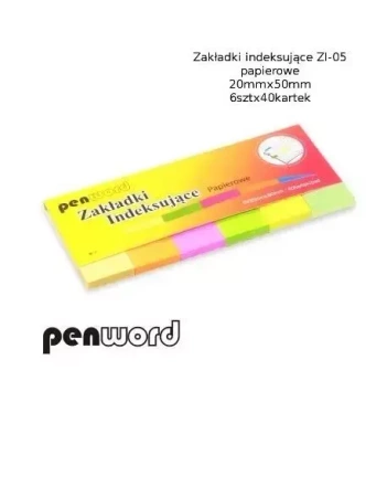 Zakładki indeksujące 20x50mm 6x40szt papierowe - Penword
