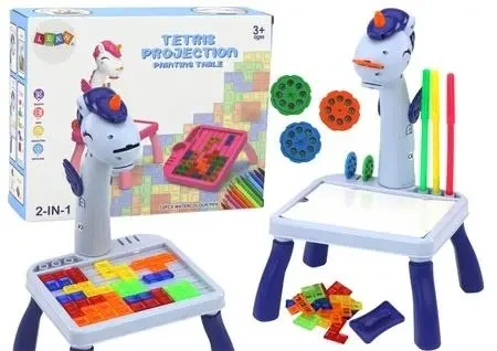 Stolik z projektorem 2w1 niebieski Jednorożec - Leantoys