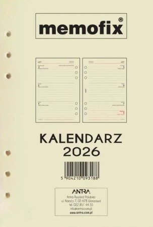 Wkład kalendarzowy 2026 Memofix A5 TDW - Antra