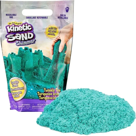 Kinetic Sand. Piasek kinetyczny, turkusowy z brokatem