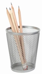 Kubek przybornik skośny srebrny - NET