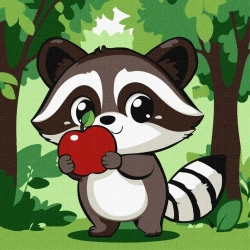 Malowania po numerach - Uroczy szop z jabłkiem - Ideyka