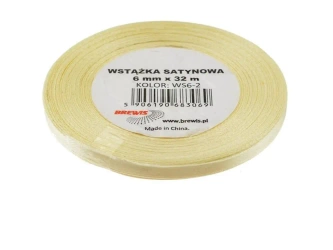 Wstążka satynowa ecru 6mmx32m - Brewis