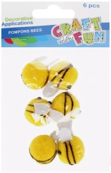 Ozdoba dekoracyjna Pompon Pszczółka 6szt 3cm Cf 12/144
