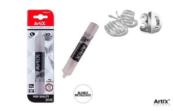 Farba strukturalna 3D biały metalizowany 30ml - Artix