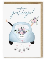 Kartka ślubna, eko koperta Samochód ślubny K108 - Cardie