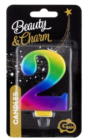 Świeczka cyferka 2 Beauty&Charm Galaxy 8cm - Godan