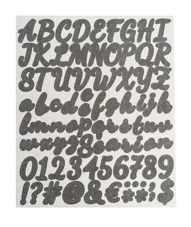 Naklejki z brokat Litery cyfry znaki czarne 83szt - Dalprint dpCraft