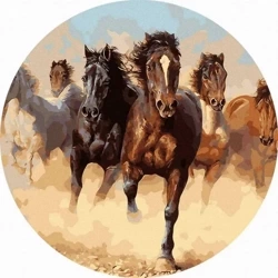 Malowanie po numerach okrągłe - Stado koni 40cm - Twoje Hobby