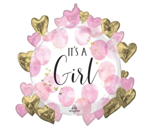 Balon foliowy Baby Girl Pink Watercolor 76x76cm - Anagram