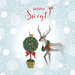 Karnet Swarovski kwadrat CL3505_PO Święta Renifer - Clear Creations