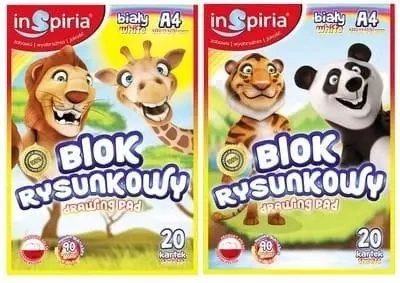 Blok rysunkowy A4/20K 90g biały (20szt) - InSpiria