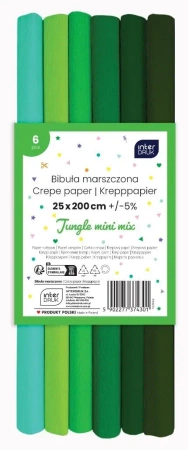 Bibuła marszczona Jungle mini mix 6szt 200x25cm - INTERDRUK