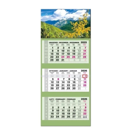 Kalendarz 2026 trójdzielny LUX gł. wypukła Tatry - EV-Corp
