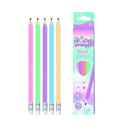 Ołówek z gumką HB trójkątny pastel (12szt) - Keyroad