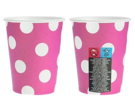 Kubeczki papierowe Magenta groszki 270ml 6szt - Godan