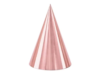 Czapeczki różowe złoto 16cm 6szt - PartyDeco