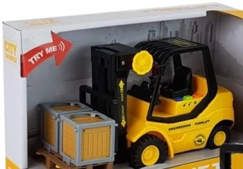 Wózek widłowy z naciągiem 1:16 światło i dźwięk - Leantoys