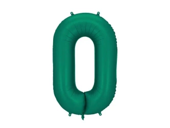 Balon foliowy cyfra 0 86cm butelkowa zieleń - PartyDeco