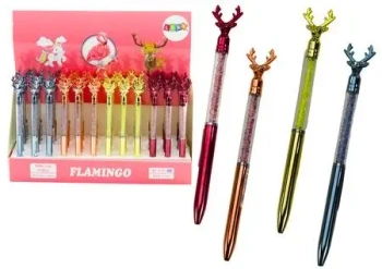 Długopis z diamentami Jeleń 0,7mm czarny MIX - Leantoys