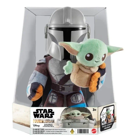 Pluszaki z funkcją Star Wars Klan dwóch Grogu i Mandalorianin - Mattel