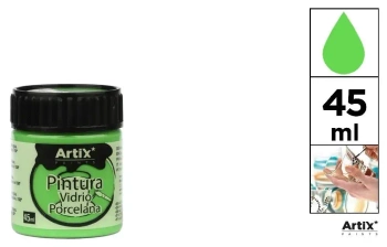 Farba do szkła i ceramiki 45ml jasnozielona (6szt) - Artix