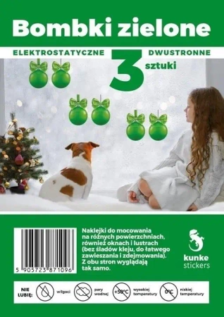 Bombki dwustronne elektrostatyczne zielone 3szt - Kunke