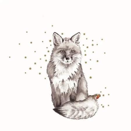 Karnet Swarovski kwadrat Lis i ptaszek - Clear Creations