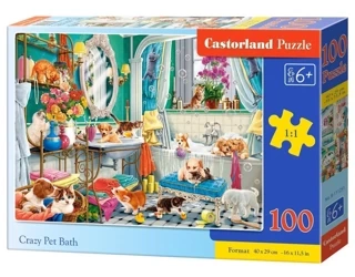 Puzzle 100 Crazy Pet Bath CASTOR - Castorland