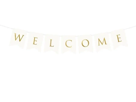 Baner Welcome biały 15x95cm - PartyDeco