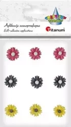 Kwiatki samoprzylepne z żywicy margerytki mix 9szt - Titanum