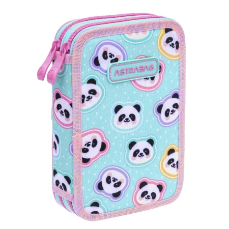 Piórnik podwójny bez wyp Astrabag Minty Pandas AC2 - ASTRA papiernicze