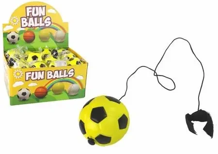 Piłka nożna na gumce jojo 6cm żółta - Leantoys