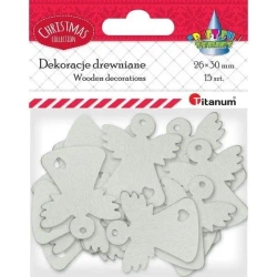 Drewniane anioły ażurowe białe 15szt - Titanum