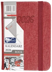 Kalendarz 2026 A7 tyg Rock czerwony - praca zbiorowa