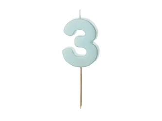 Świeczka 3 jasno niebieska 5,5cm - PartyDeco