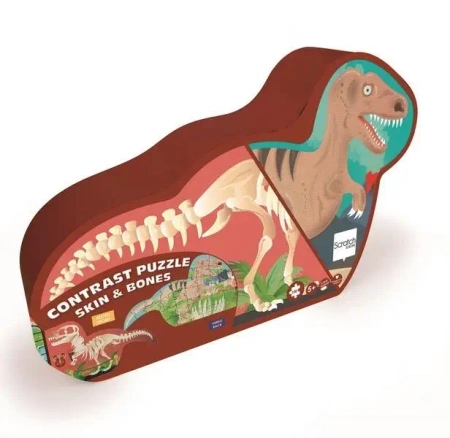 Dwustronne puzzle 100 XL Dinozaury i szkielety - Scratch