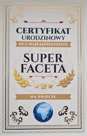 Karnet Certyfikat Urodzinowy Super Faceta - YEKU