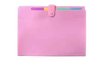 Teczka harmonijkowa A4 PP 5 przegródek różowa - Biurfol