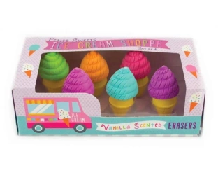 Gumki do ściarania Słodkie Lody 6 wzorów - Kolorowe Baloniki