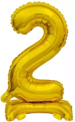 Balon foliowy B&C Cyfra stojąca 2 złota 38cm - Godan