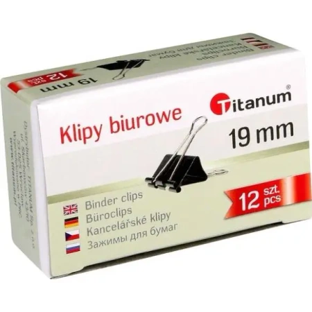 Klipy biurowe 19mm 12szt - Titanum