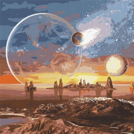 Malowanie po numerach - Kosmiczna pustynia 50x50cm - Ideyka
