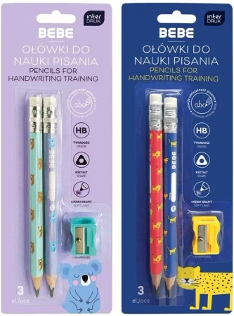 Ołówki do nauki pisania 2szt+temperów BB Kids mix - INTERDRUK