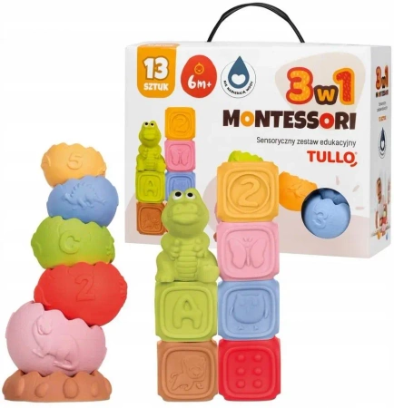 Klocki sensoryczne Zestaw Montessori 13szt - Tullo